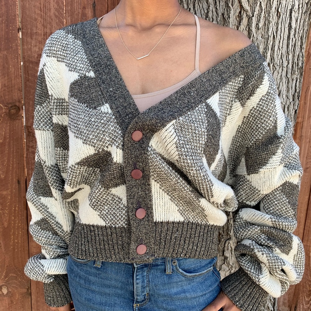 London Fog Patterned Cardigan
